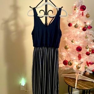 Loft White and Navy Striped Dress